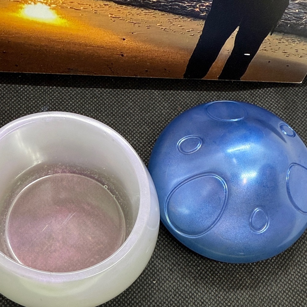 Whimsical Resin with Blue, White Mushroom Jar - Picture 2 of 4